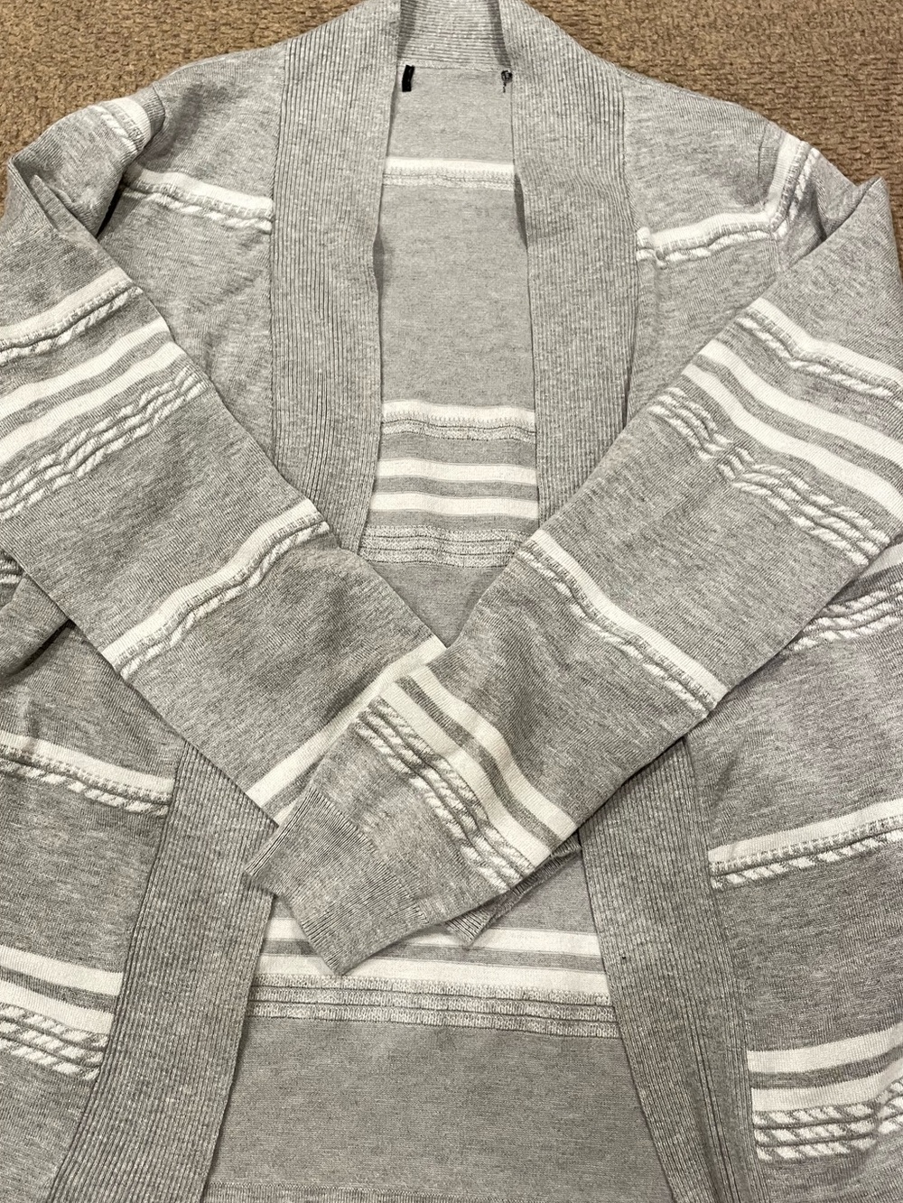 Cozy Gray Striped Cardigan